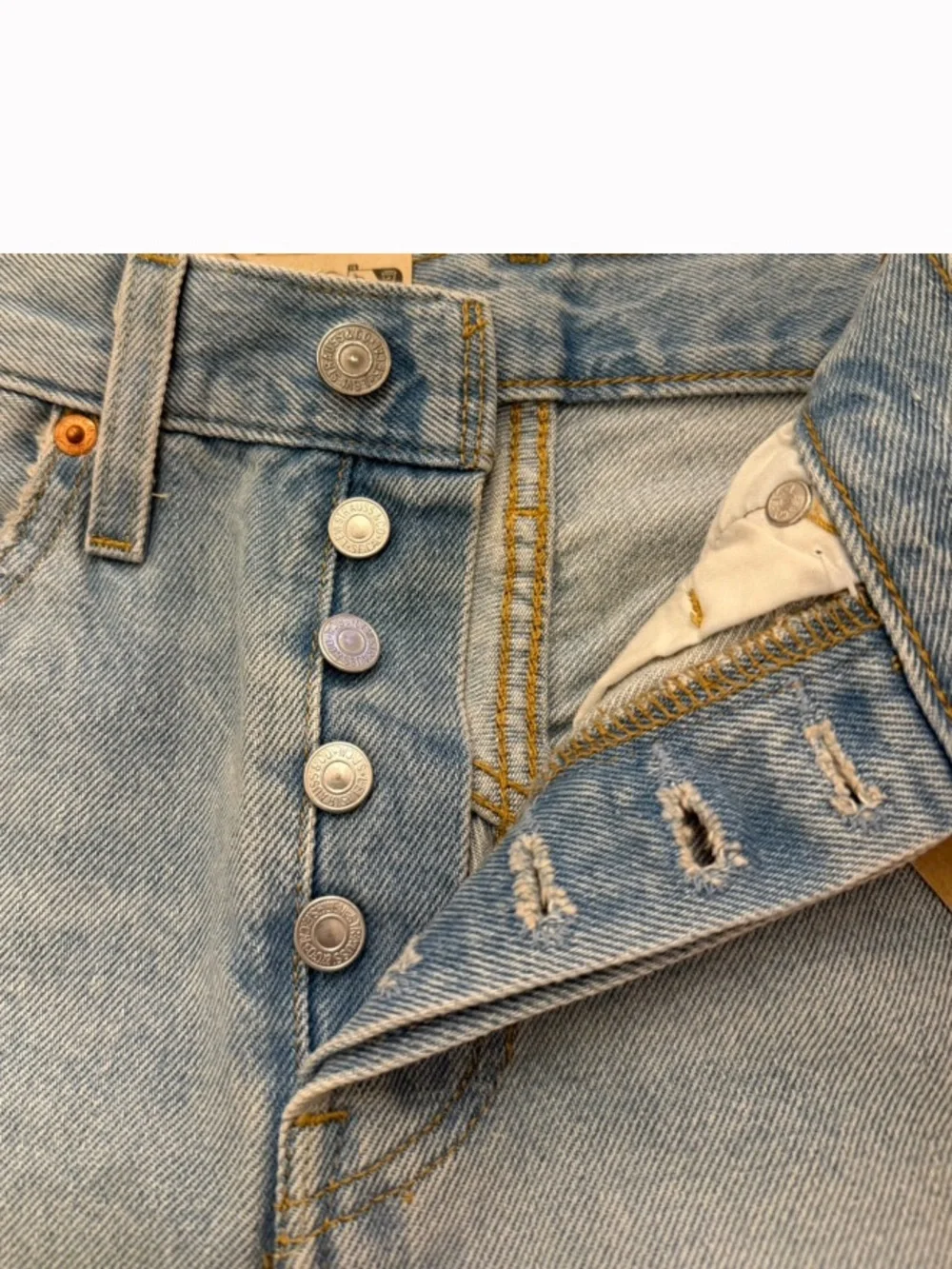 LEVI’S 501 MID THIGH HIGH-RISE BUTTON FLY DENIM SHORTS TAKE OFF DENIM WOMEN 26